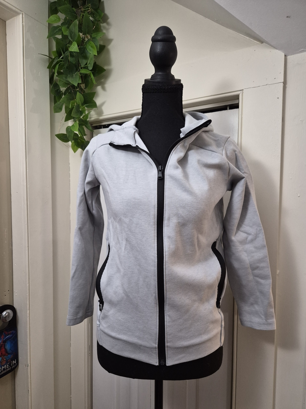 Old Navy Light Gray Hoodie with Black Trim